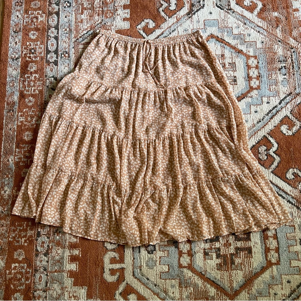 Aerie Chiffon Midi Skirt in Raw Sienna